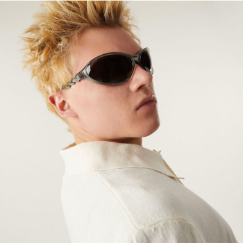 Komono Sonnenbrille Glitch Black Viper,schwarz silber,  schwarz getönte Gläser, style